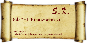 Sári Kreszcencia névjegykártya